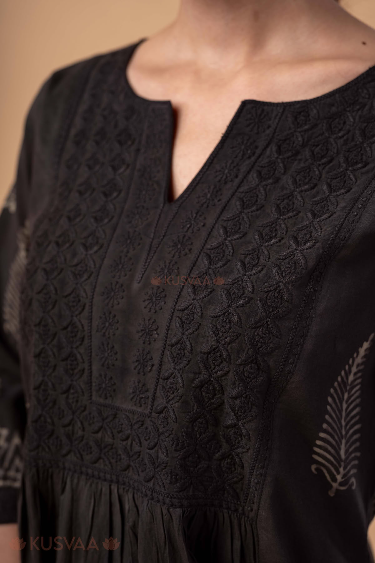Image for Kusvaa Dr107 Bandita Cotton Charcoal Grey Dress Closeup