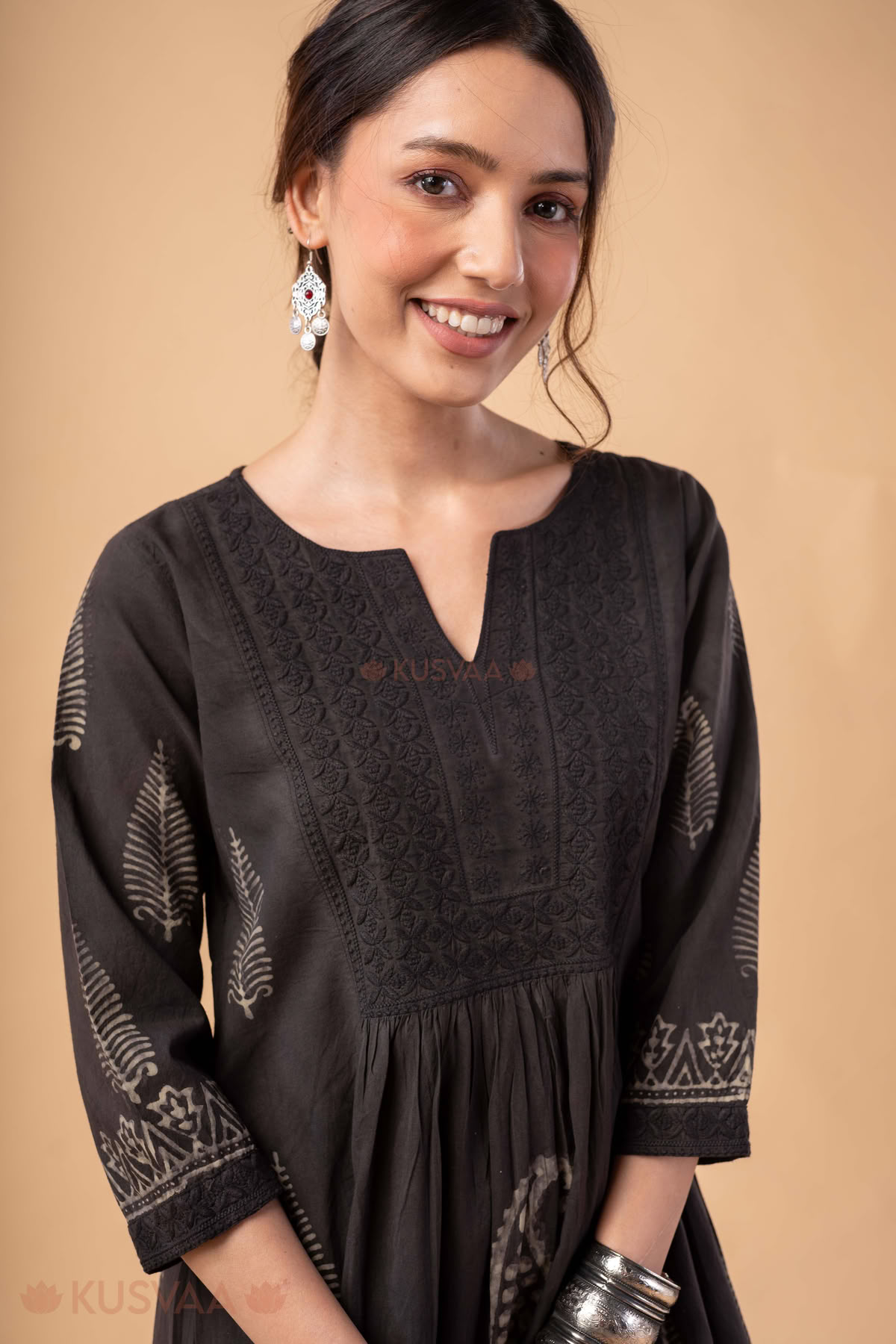 Image for Kusvaa Dr107 Bandita Cotton Charcoal Grey Dress Featured