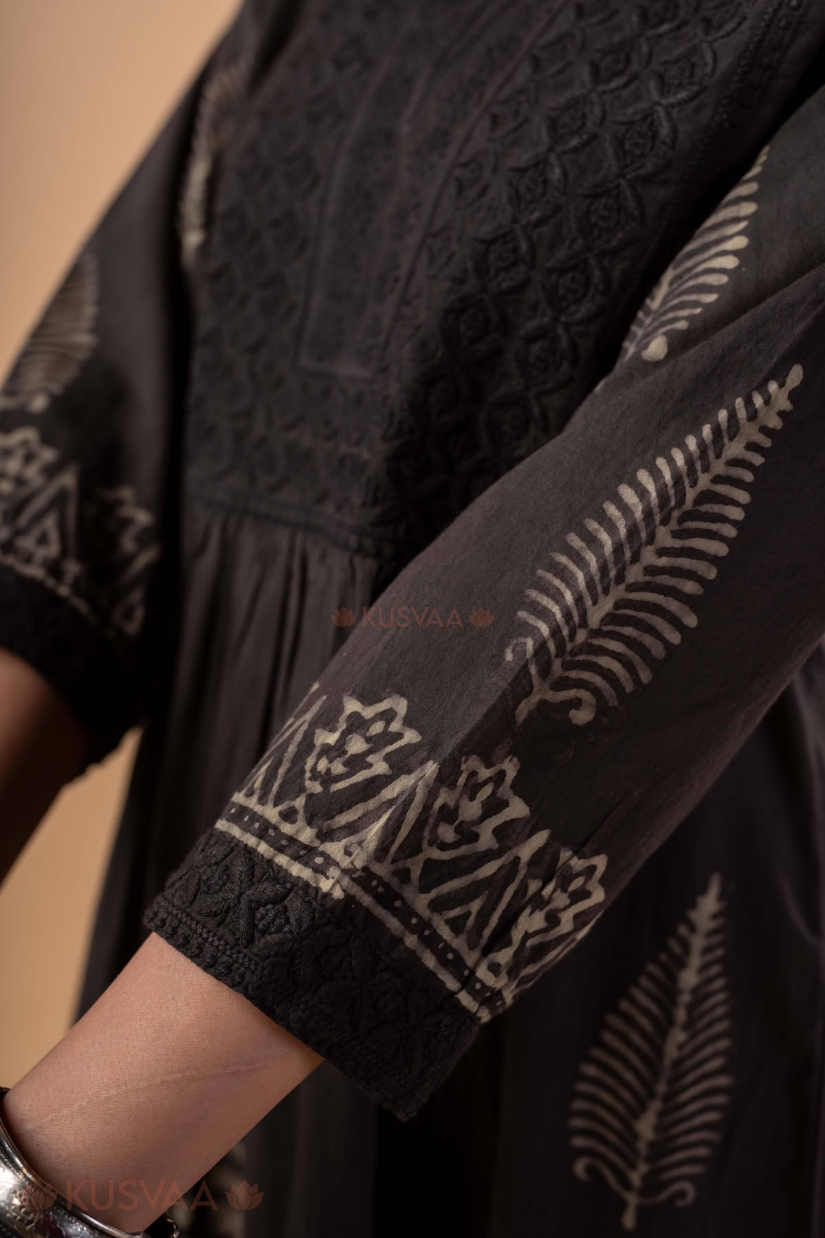 Image for Kusvaa Dr107 Bandita Cotton Charcoal Grey Dress Sleeves