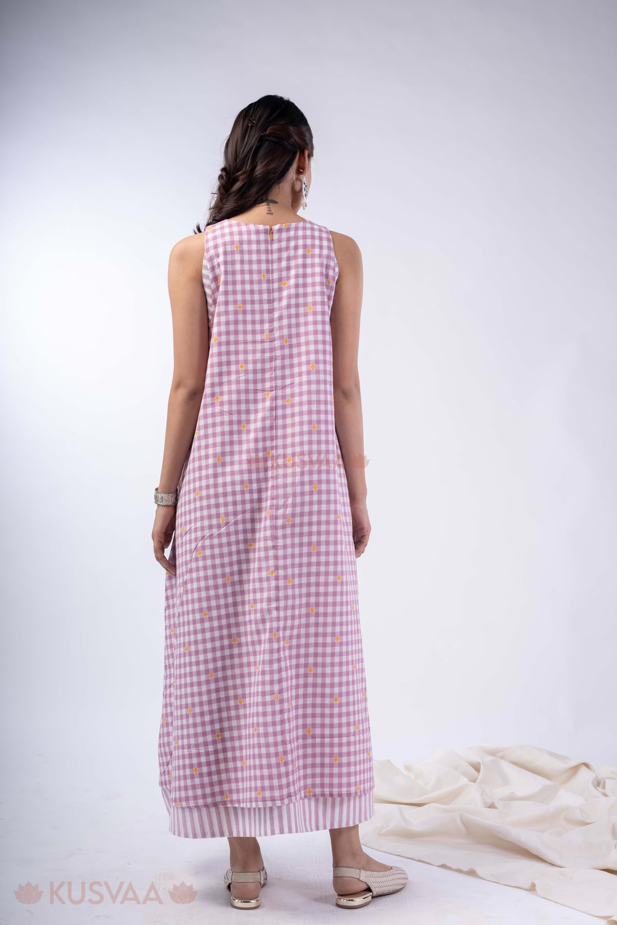 Image for Kusvaa Dr108 Gomti Handloom Cotton Dress Back