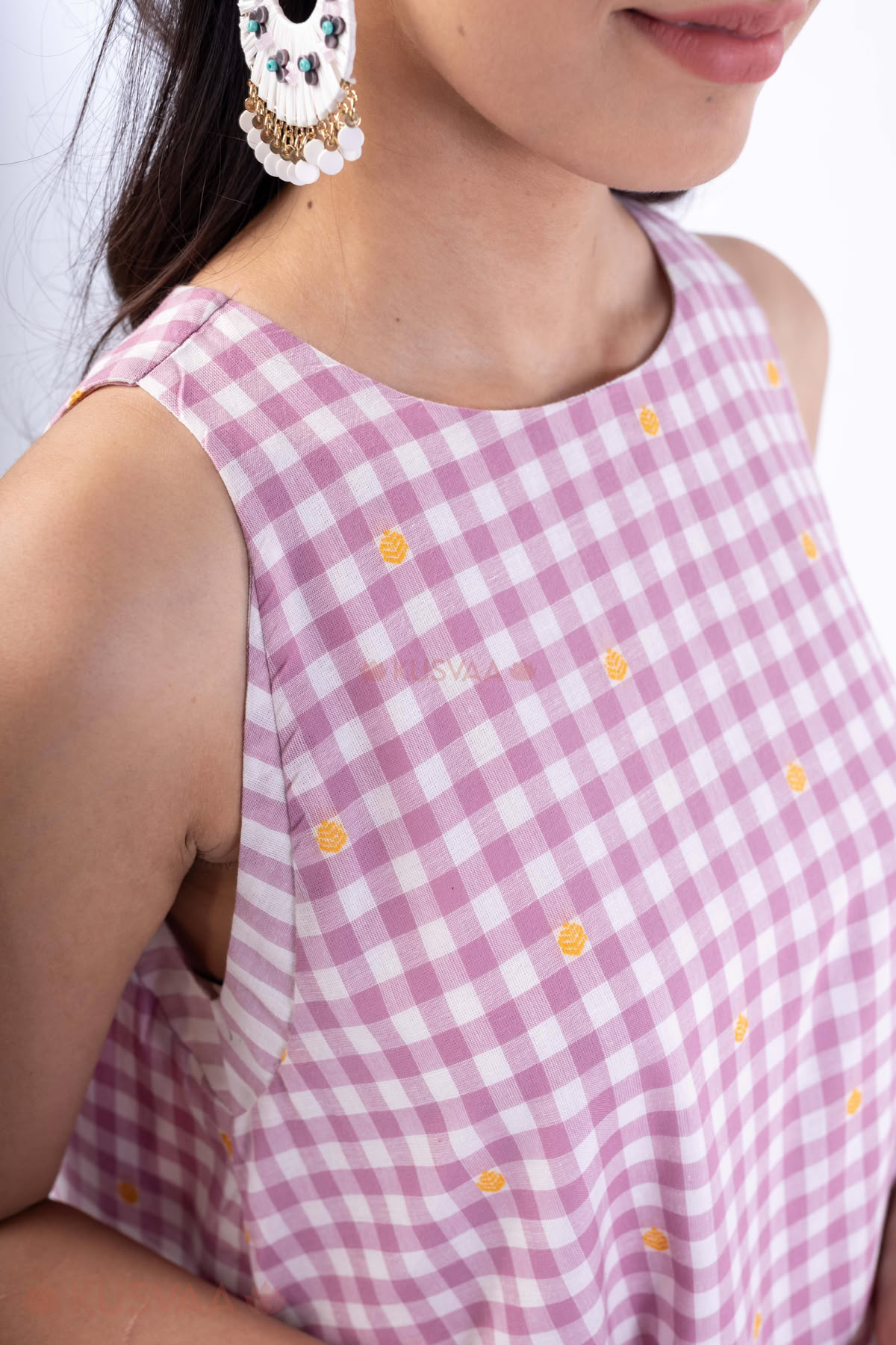 Image for Kusvaa Dr108 Gomti Handloom Cotton Dress Closeup 2
