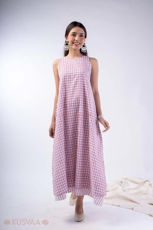 Image for Kusvaa Dr108 Gomti Handloom Cotton Dress Front