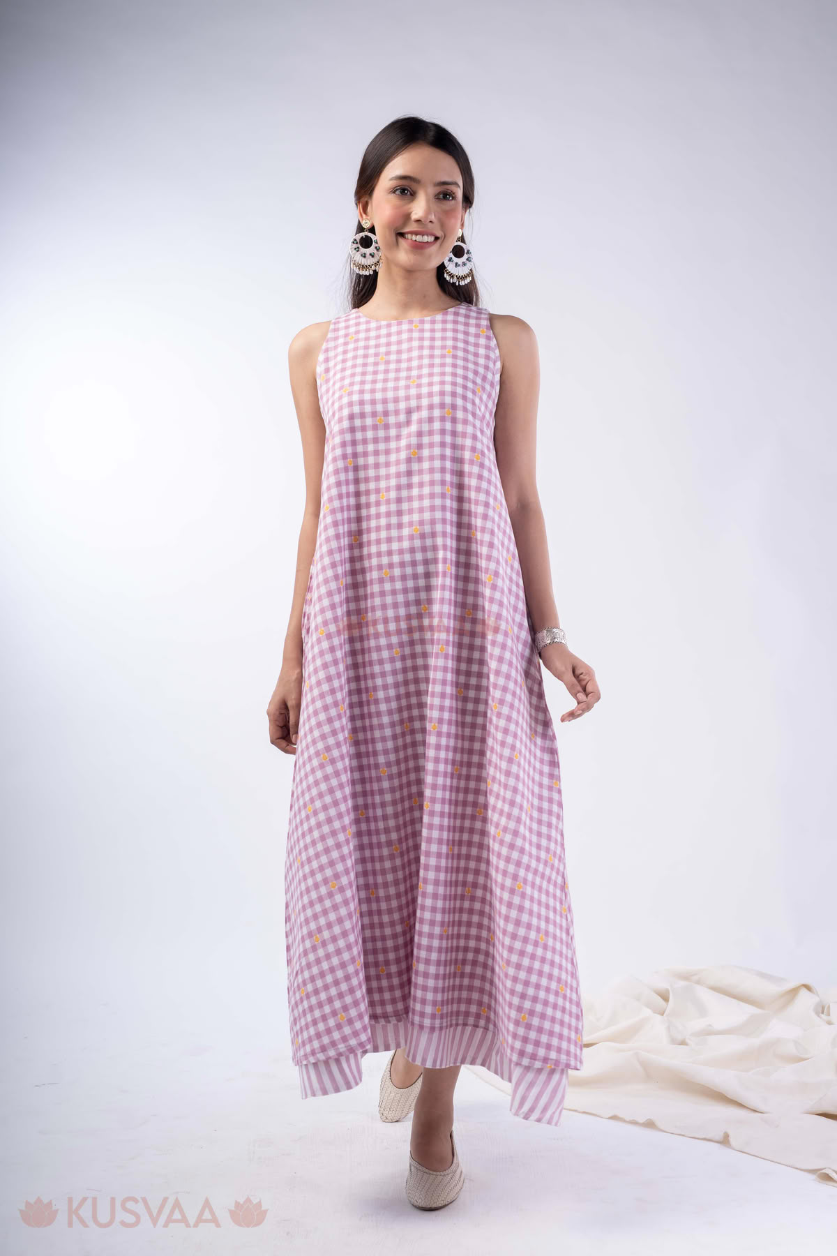 Image for Kusvaa Dr108 Gomti Handloom Cotton Dress Front