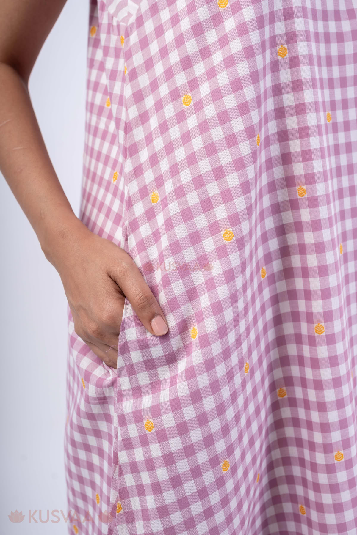 Image for Kusvaa Dr108 Gomti Handloom Cotton Dress Pocket