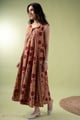 Image for Kusvaa Dr109 Netra Cotton Red A Line Dress Walk
