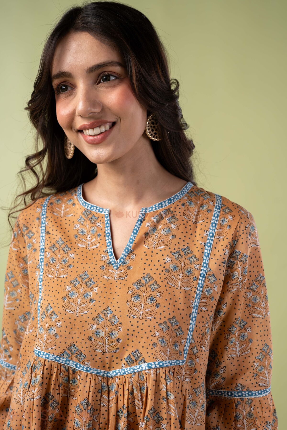 Image for Kusvaa Dr111 Vanita Orange Mulmul Dress Featured