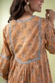 Image for Kusvaa Dr111 Vanita Orange Mulmul Dress Shoulder