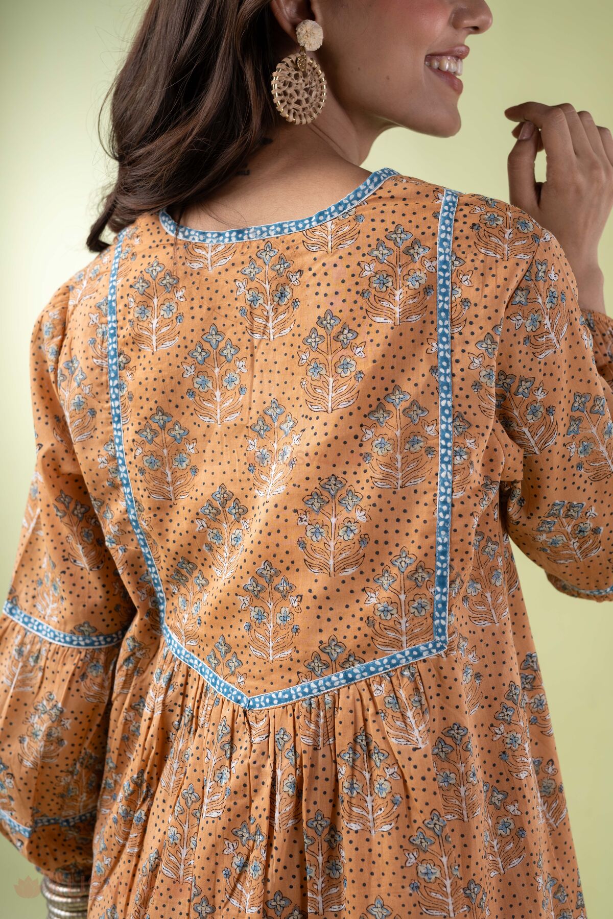 Image for Kusvaa Dr111 Vanita Orange Mulmul Dress Shoulder