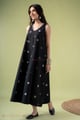 Image for Kusvaa Dr119 Harini Handloom Cottom Black Dress Walk