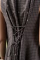 Image for Kusvaa Dr120 Kamini Handloom Cotton Brown Dress Back Closeup