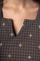 Image for Kusvaa Dr120 Kamini Handloom Cotton Brown Dress Closeup