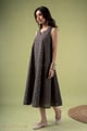 Image for Kusvaa Dr120 Kamini Handloom Cotton Brown Dress Walk