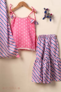 Image for Kusvaa Grw131 Cauvery Modal Satin Lehariya Print Kids Set Full View