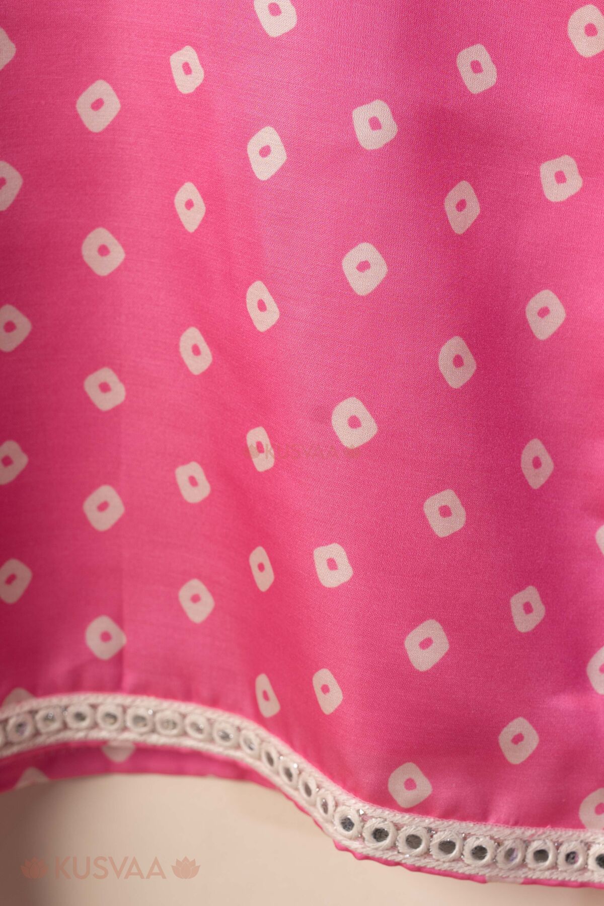 Image for Kusvaa Grw131 Cauvery Modal Satin Lehariya Print Kids Set Hem