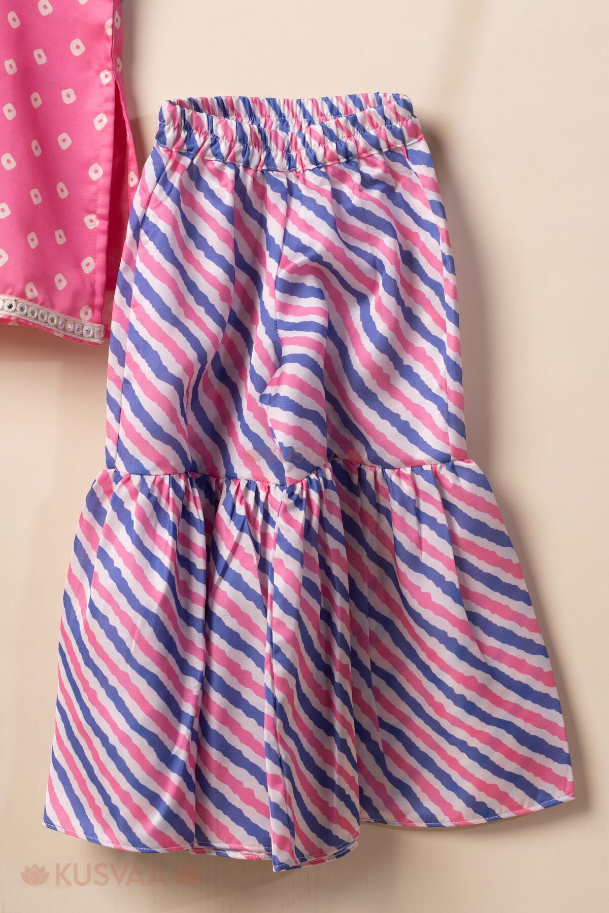 Image for Kusvaa Grw131 Cauvery Modal Satin Lehariya Print Kids Set Lower
