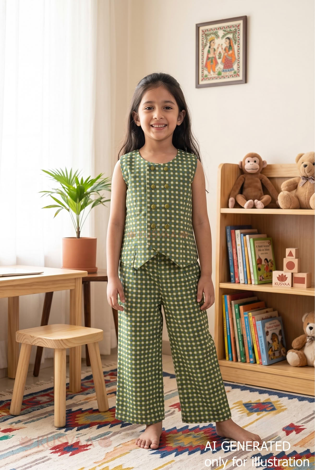 Image for Kusvaa Grw132 Ankita Cotton Co Ord Set For Kids AI