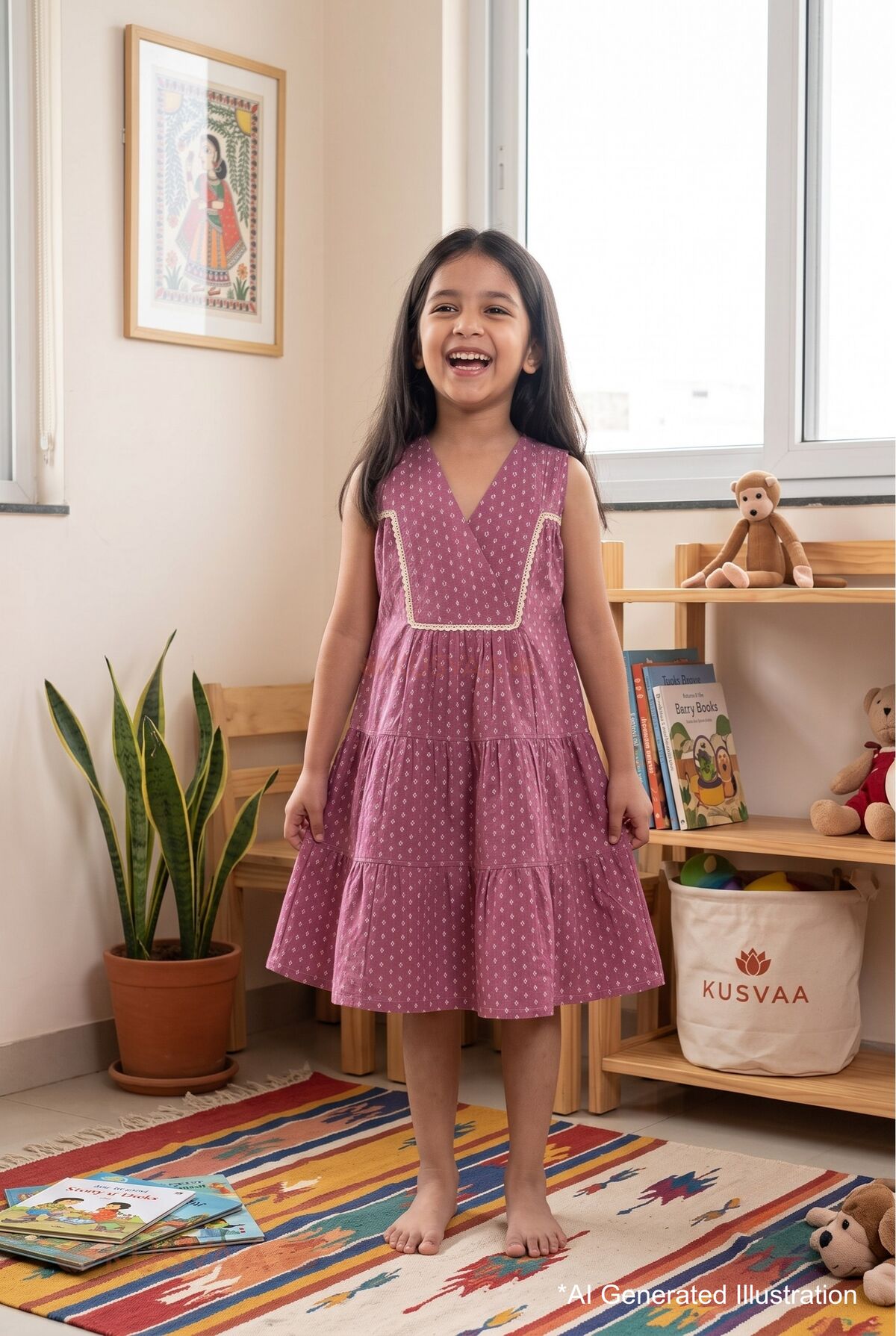 Ekta Handloom Cotton Purple Dress