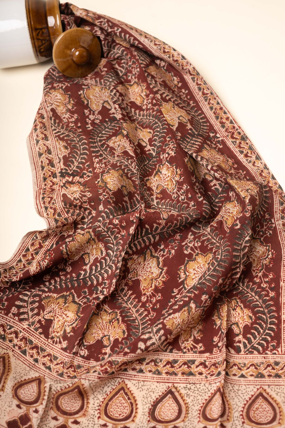 Image for Kusvaa Sto012 Assam Silk Kalamkari Stole 1