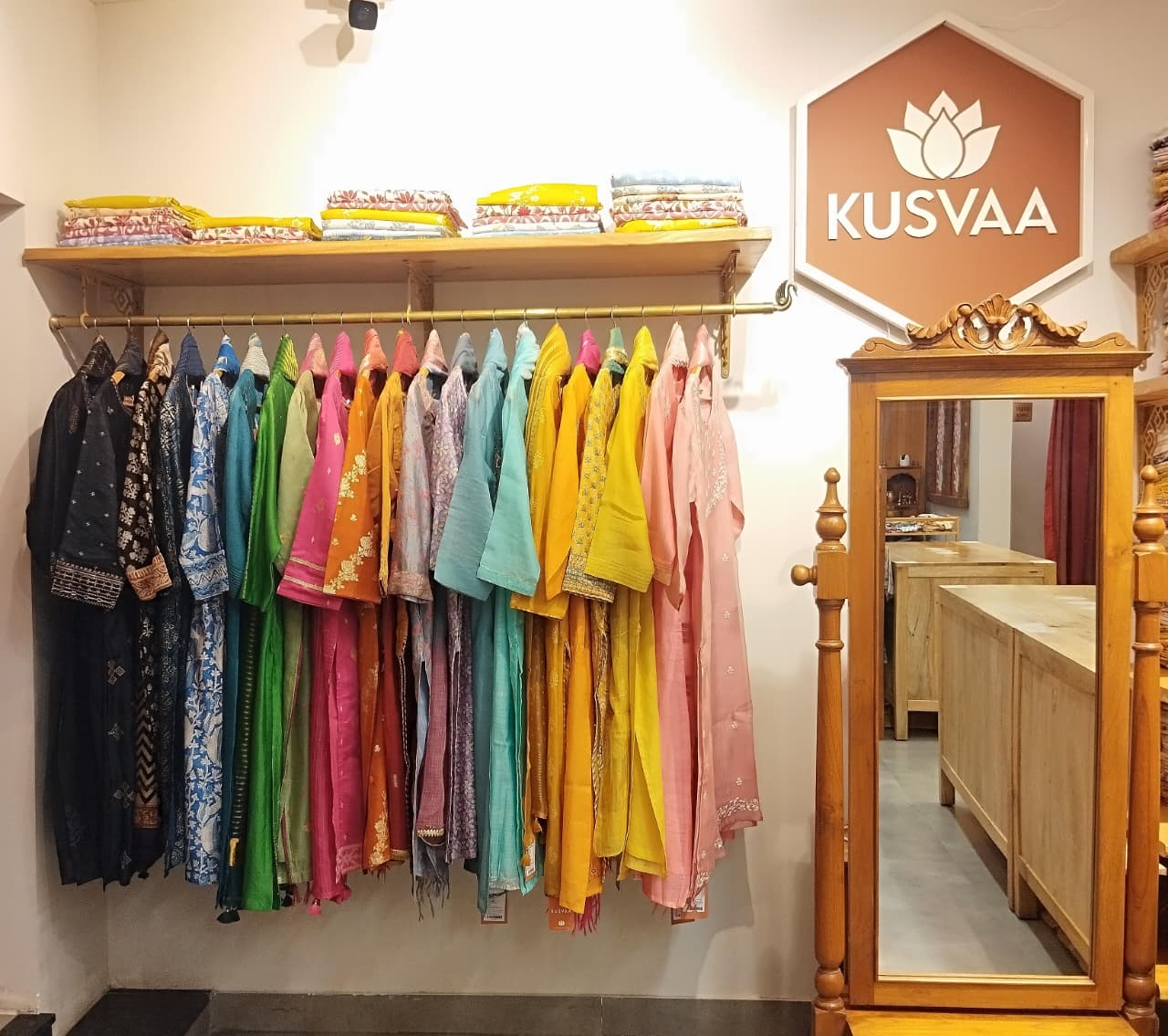 Hanging Kurtas Mirror — inside Kusvaa HSR Layout