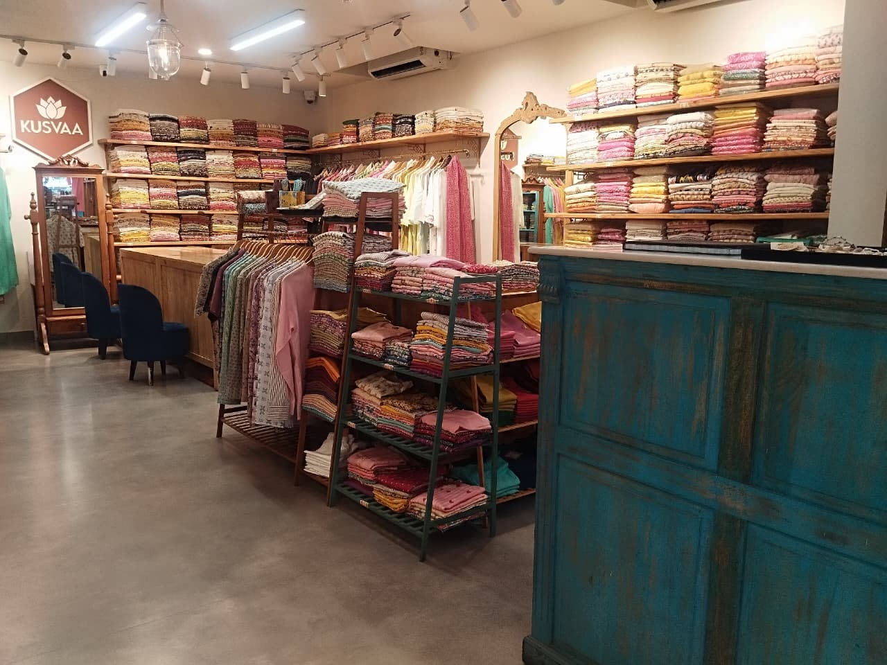 Teal Counter Kurta Stacks — inside Kusvaa HSR Layout