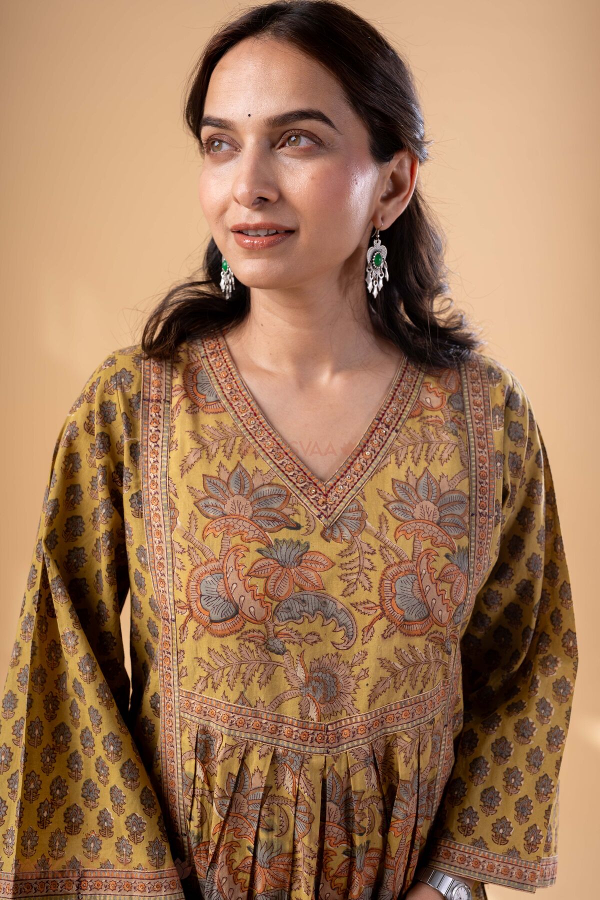 Image for Kusvaa Wkr328 Cheshta Handblock Cotton A Line Kurta Featured