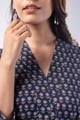 Image for Kusvaa Wkr339 Meera Cotton Blue Kurta With Pocket Closeup