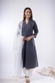 Image for Kusvaa Wkr339 Meera Cotton Blue Kurta With Pocket Dupatta Featured