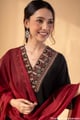 Image for Kusvaa Wkr340 Navya Handloom Cotton Black Kurta Dupatta Featured