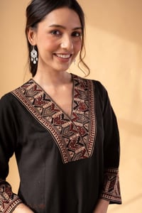 Image for Kusvaa Wkr340 Navya Handloom Cotton Black Kurta Featured