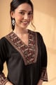 Image for Kusvaa Wkr340 Navya Handloom Cotton Black Kurta Featured