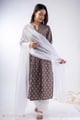 Image for Kusvaa Wkr341 Mahi Cotton Brown A Line Kurta Dupatta Featured