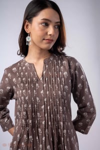 Image for Kusvaa Wkr341 Mahi Cotton Brown A Line Kurta Featured