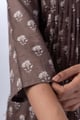 Image for Kusvaa Wkr341 Mahi Cotton Brown A Line Kurta Sleeves