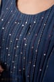 Image for Kusvaa Wkr343 Kalyani Handloom Cotton Solid Blue Kurta Closeup