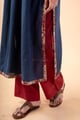 Image for Kusvaa Wkr343 Kalyani Handloom Cotton Solid Blue Kurta Slit Detail