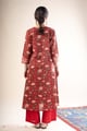 Image for Kusvaa Wkr352 Nitya Handloom Cotton Red A Line Kurta Back