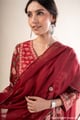 Image for Kusvaa Wkr352 Nitya Handloom Cotton Red A Line Kurta Closeup
