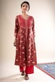 Image for Kusvaa Wkr352 Nitya Handloom Cotton Red A Line Kurta Front