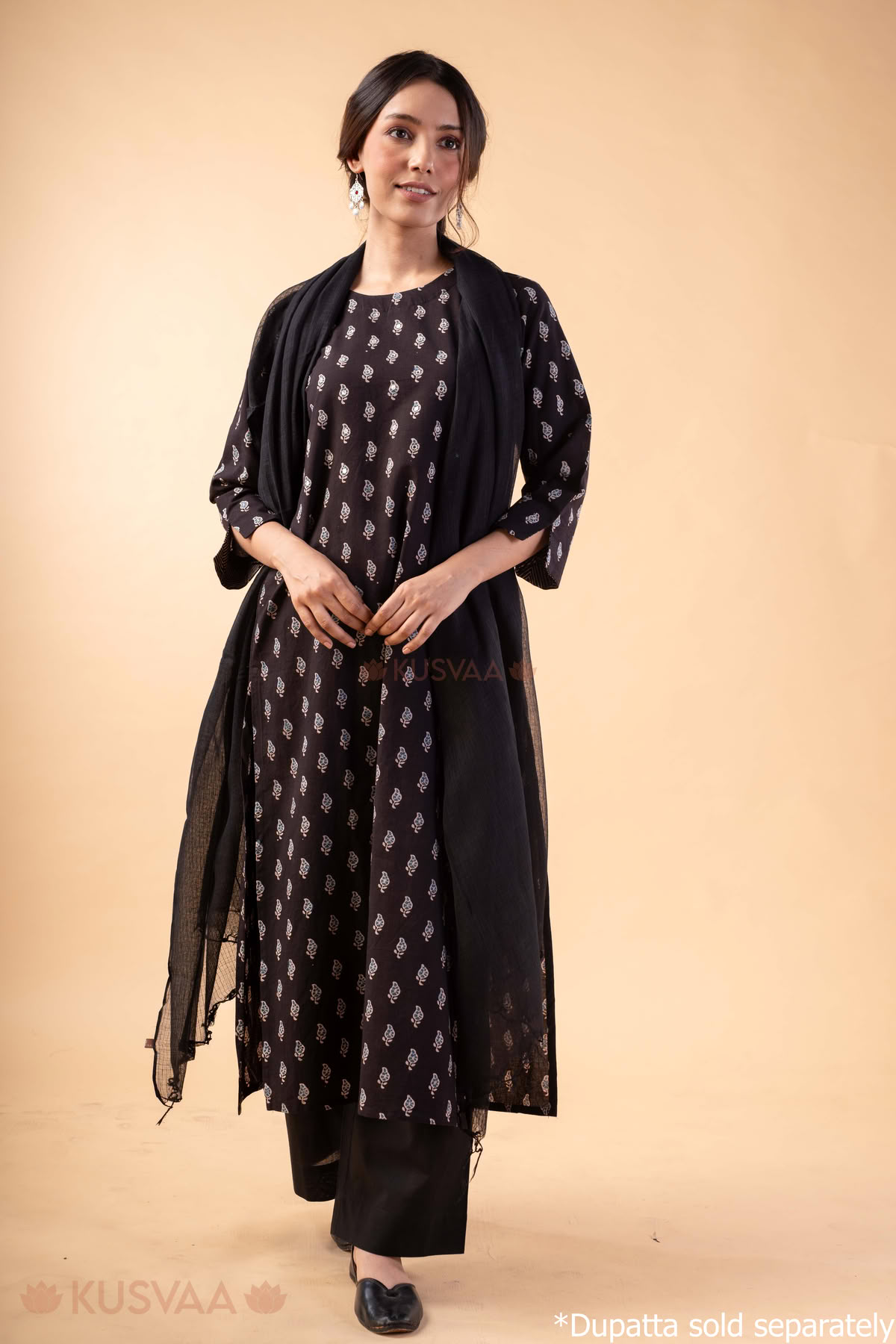 Image for Kusvaa Wkr354 Ishani Cotton Straight Fit Kurta Dupatta Front