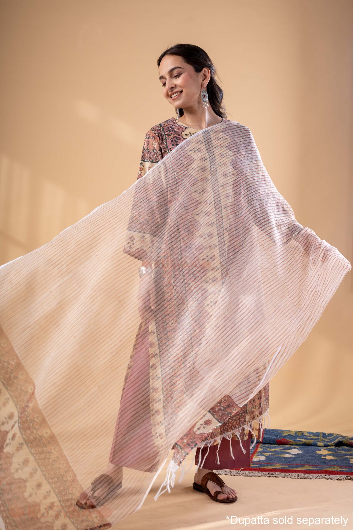 Image for Kusvaa Wkr355 Charvi Cotton Straight Fit Kurta Dupatta Flow
