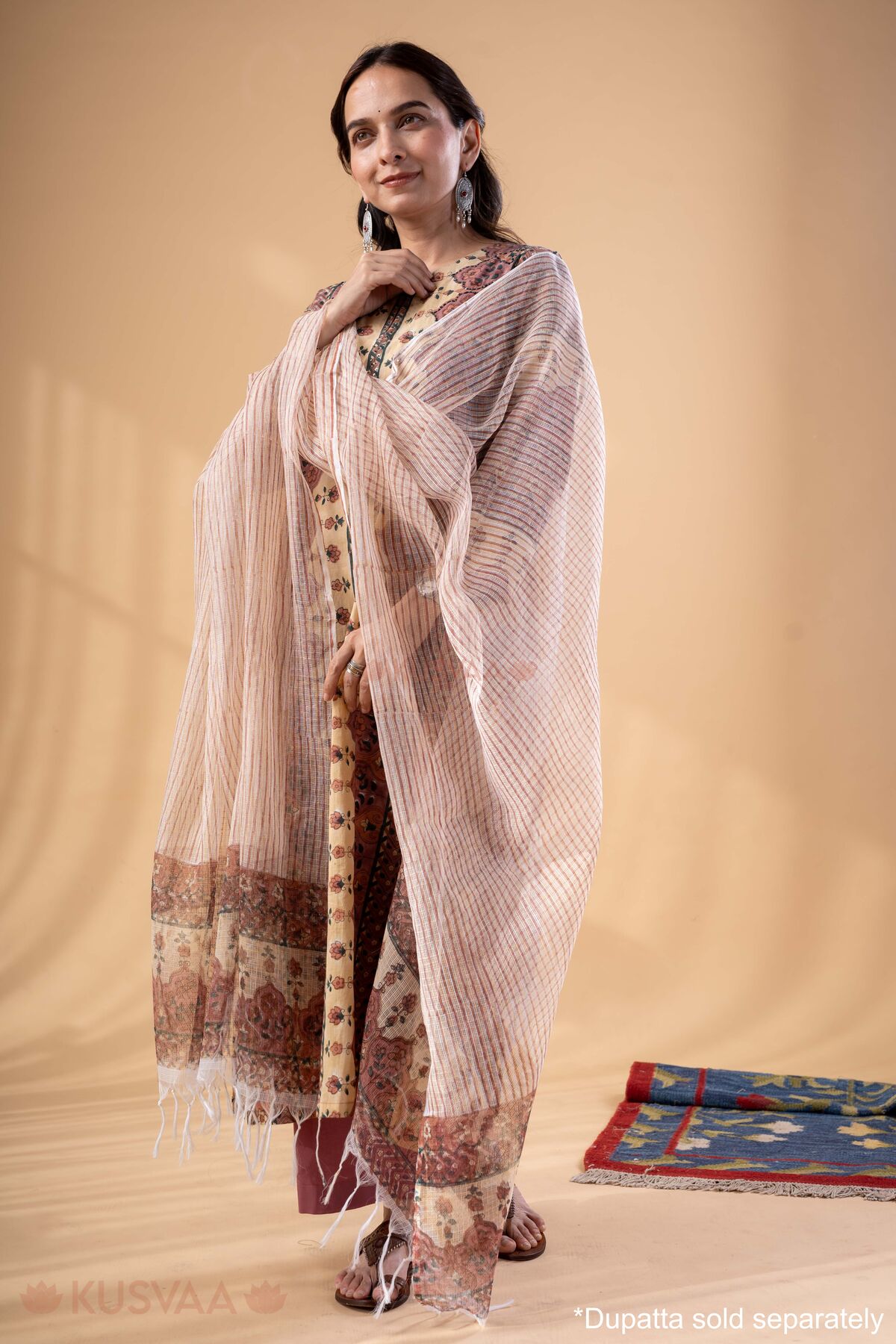 Image for Kusvaa Wkr355 Charvi Cotton Straight Fit Kurta Dupatta Front