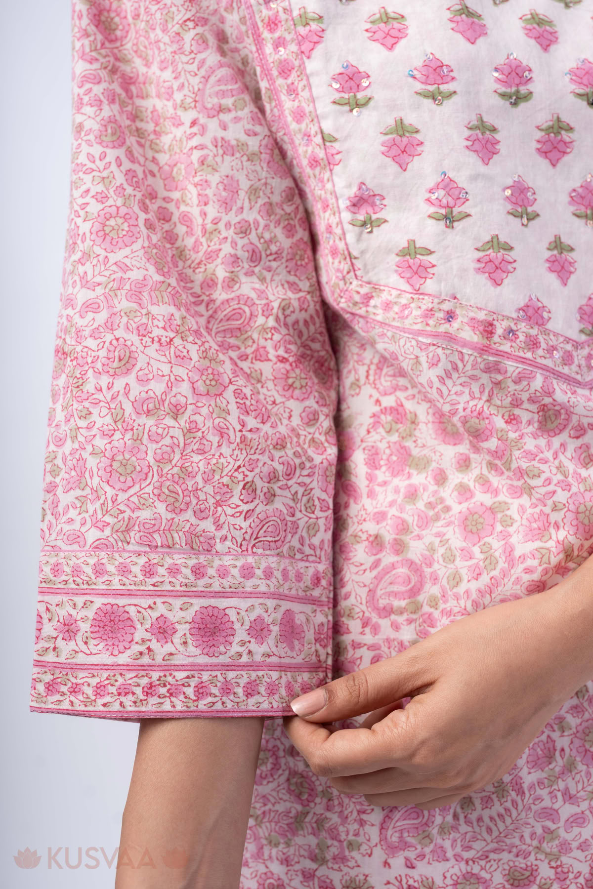 Image for Kusvaa Wkr356 Nisha Cotton Straight Fit Kurta Sleeves