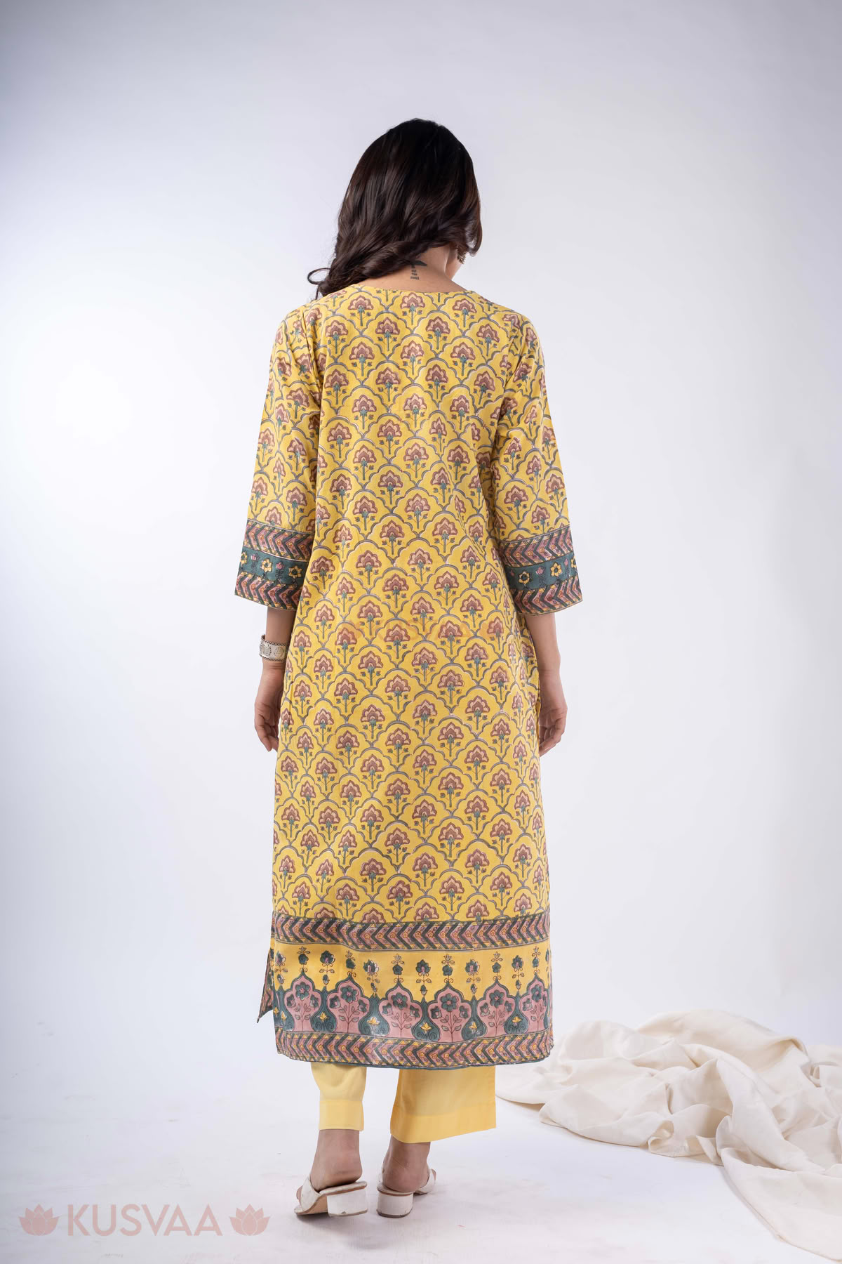 Image for Kusvaa Wkr357 Driti Cotton Straight Fit Kurta Back
