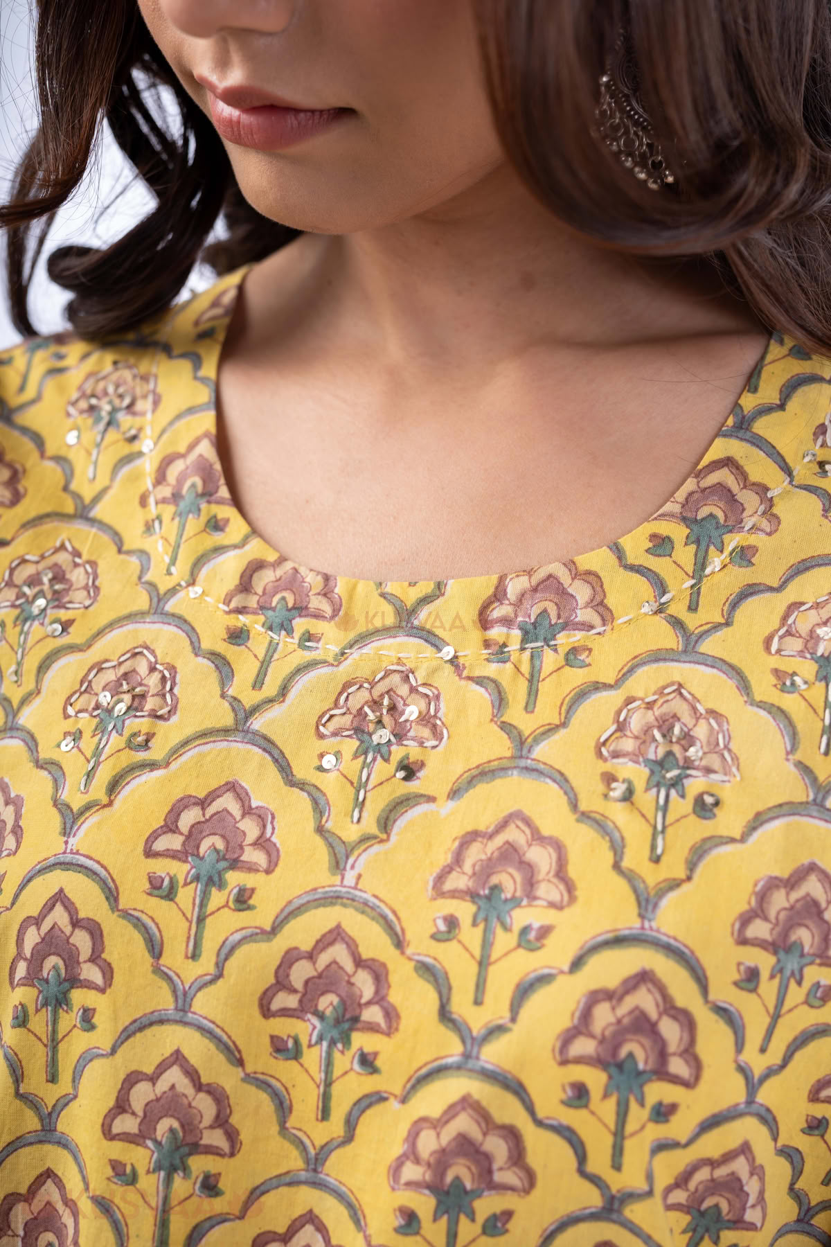 Image for Kusvaa Wkr357 Driti Cotton Straight Fit Kurta Closeup