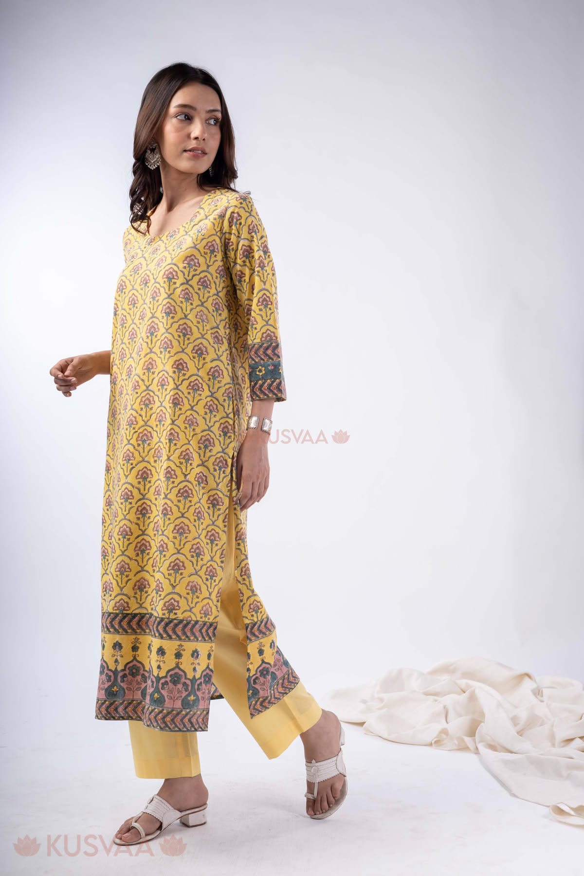 Image for Kusvaa Wkr357 Driti Cotton Straight Fit Kurta Side