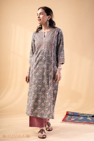 Image for Kusvaa Wkr358 Riya Cotton Straight Fit Kurta Front