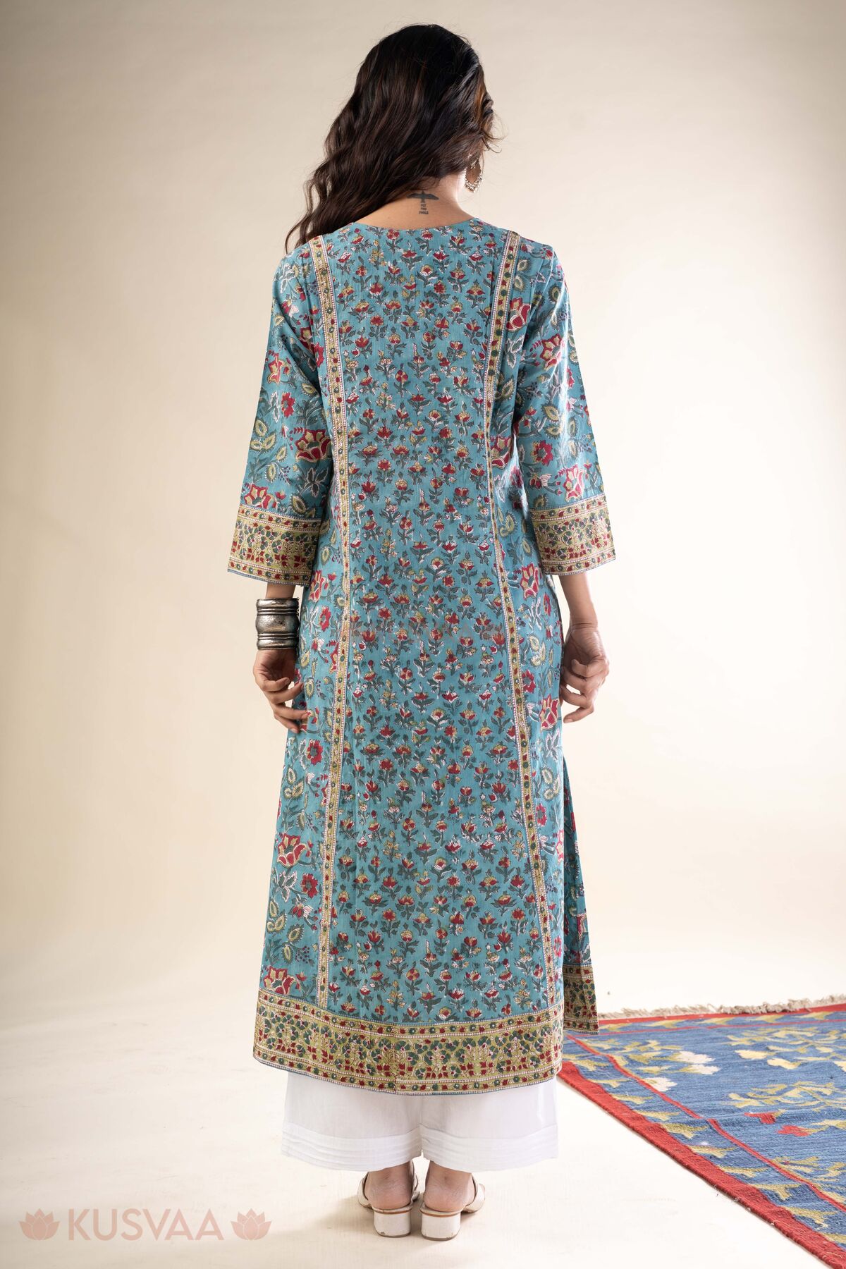 Image for Kusvaa Wkr359 Aashi Cotton A Line Kurta Back