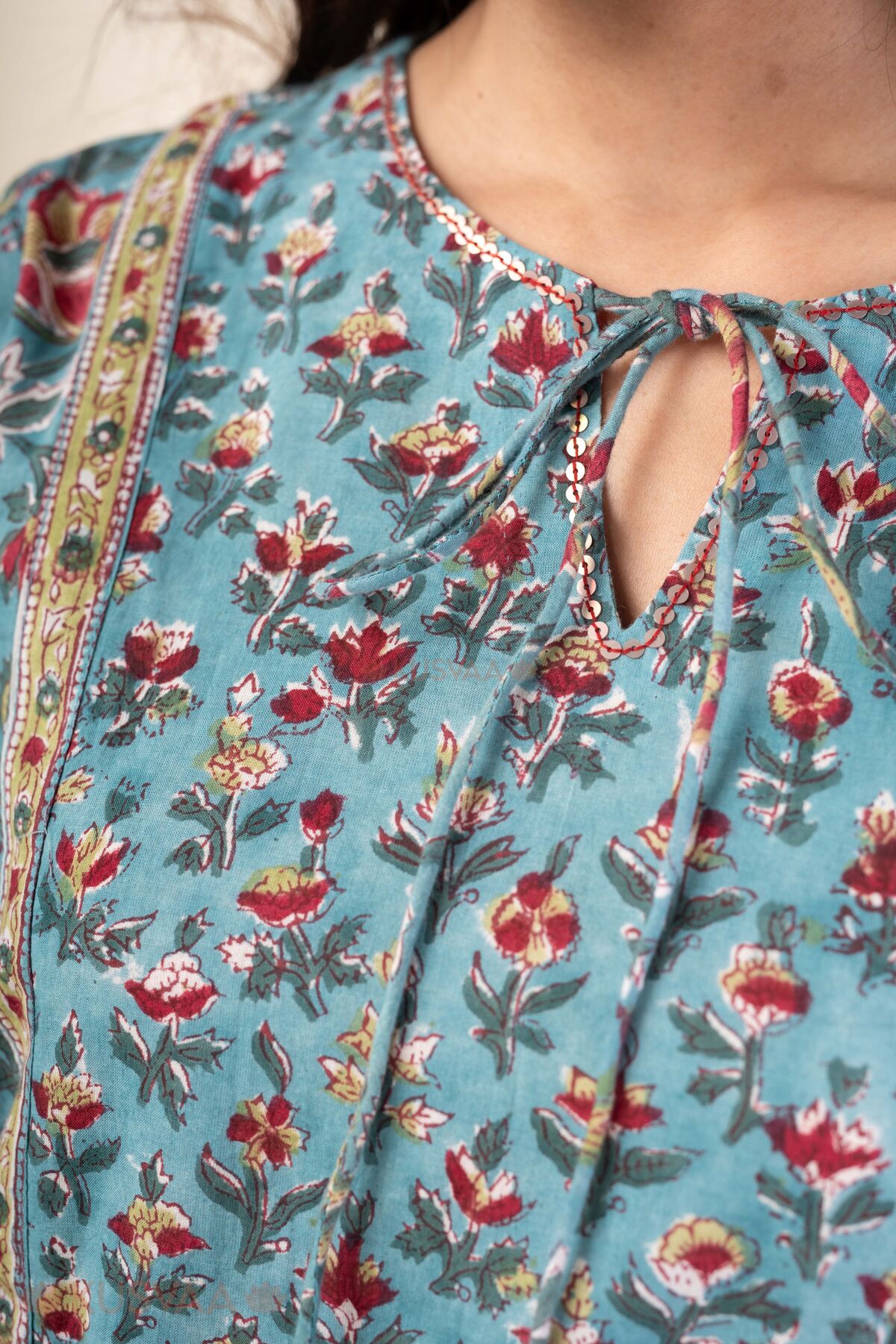 Image for Kusvaa Wkr359 Aashi Cotton A Line Kurta Nack