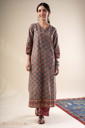Image for Kusvaa Wkr361 Dakshita Cotton Straight Kurta Front