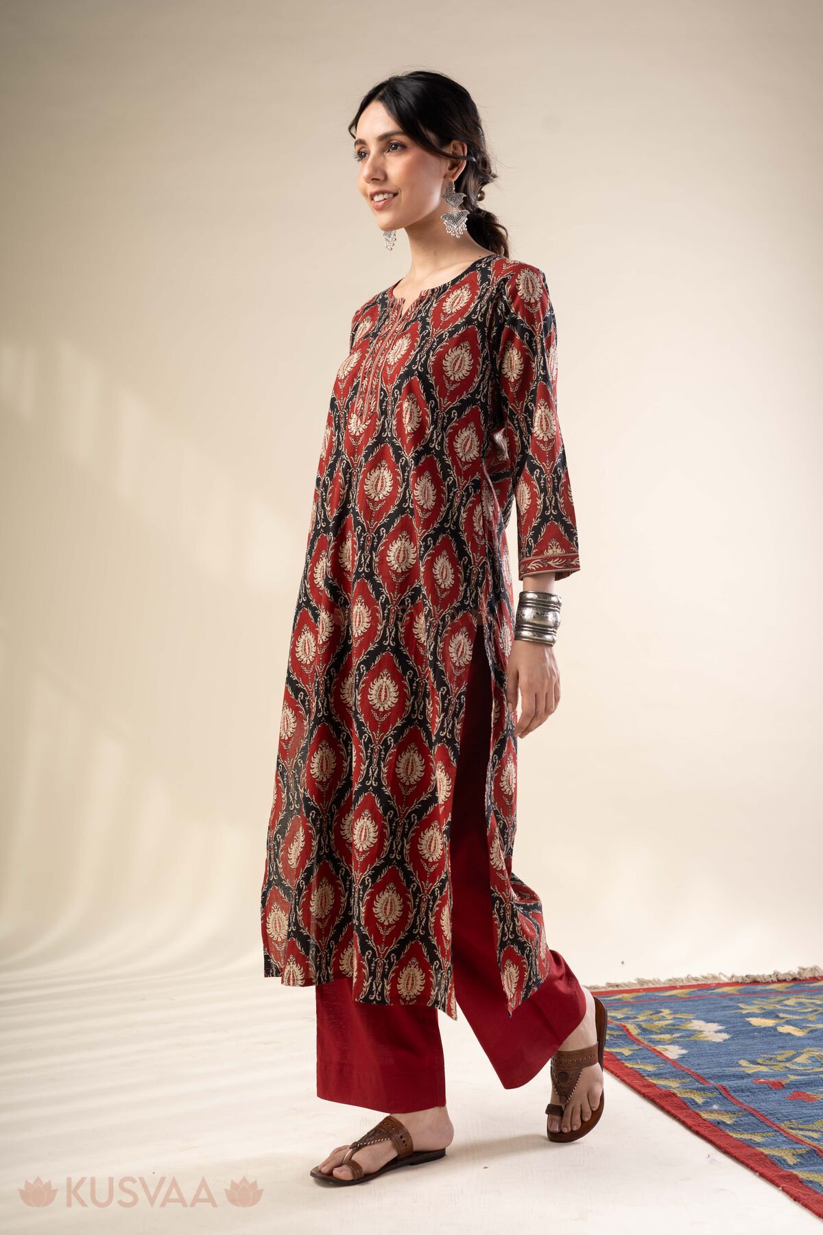 Image for Kusvaa Wkr362 Asha Cotton Straight Kurta Walk